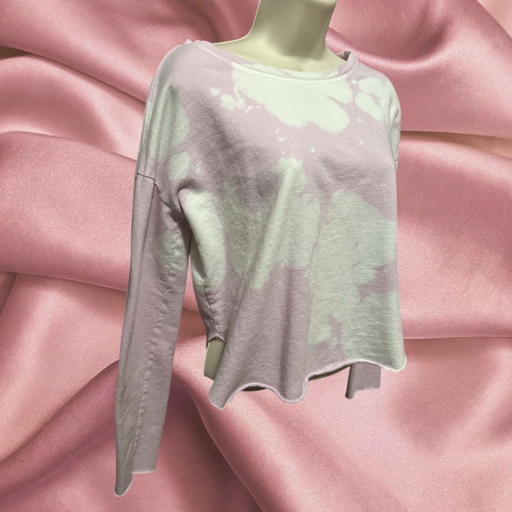 hashttag in trend XS Sweater Pink White Pastel Pullover Distressed Cute Girly